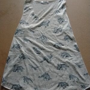Womans L L.a Soul Blue And White Dinosaur Print Tank Top